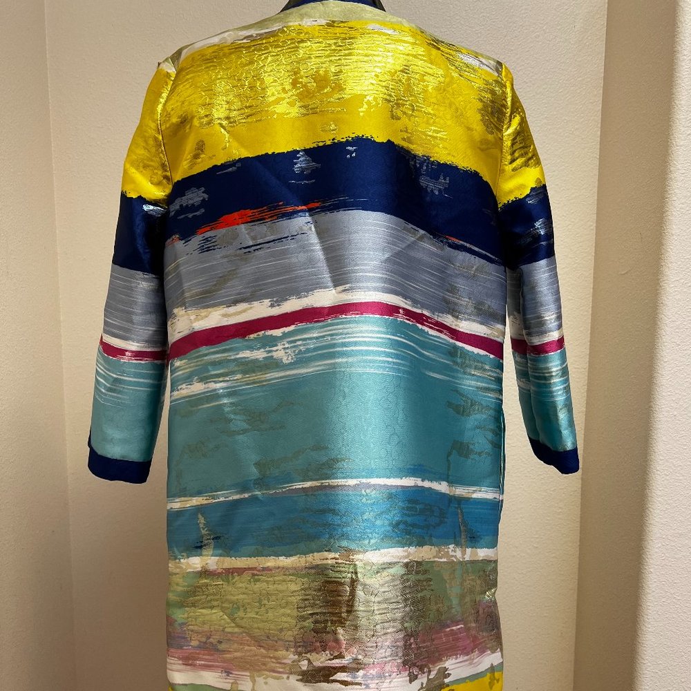 BEREK Multicolor Waves of Metallic 3/4 Sleeve Jacket, Size PM